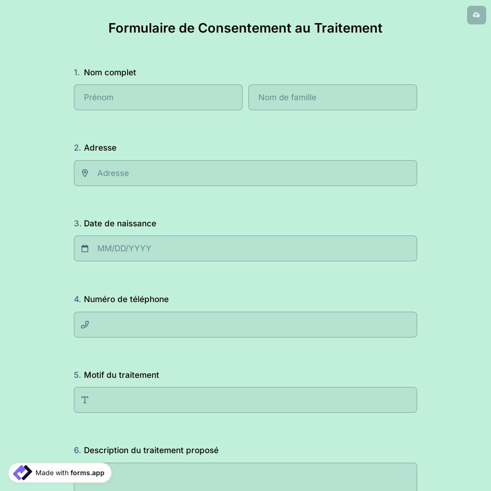Formulaire de Consentement au Traitement