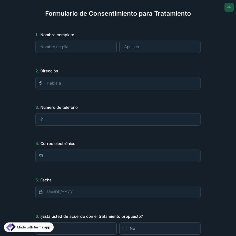 Formulario de Consentimiento para Tratamiento