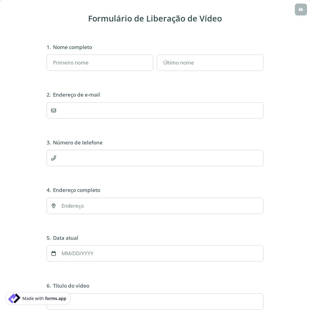Formulário de Liberação de Vídeo
