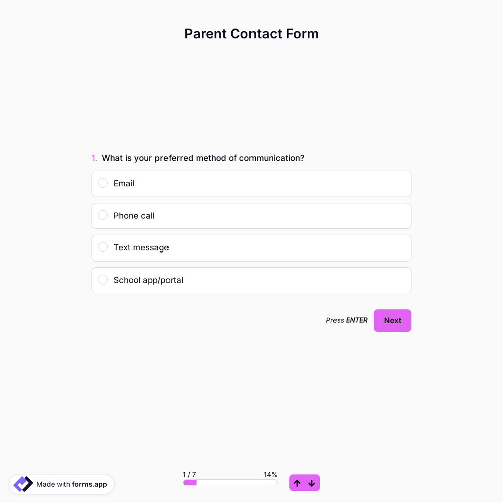 Parent Contact Form 
