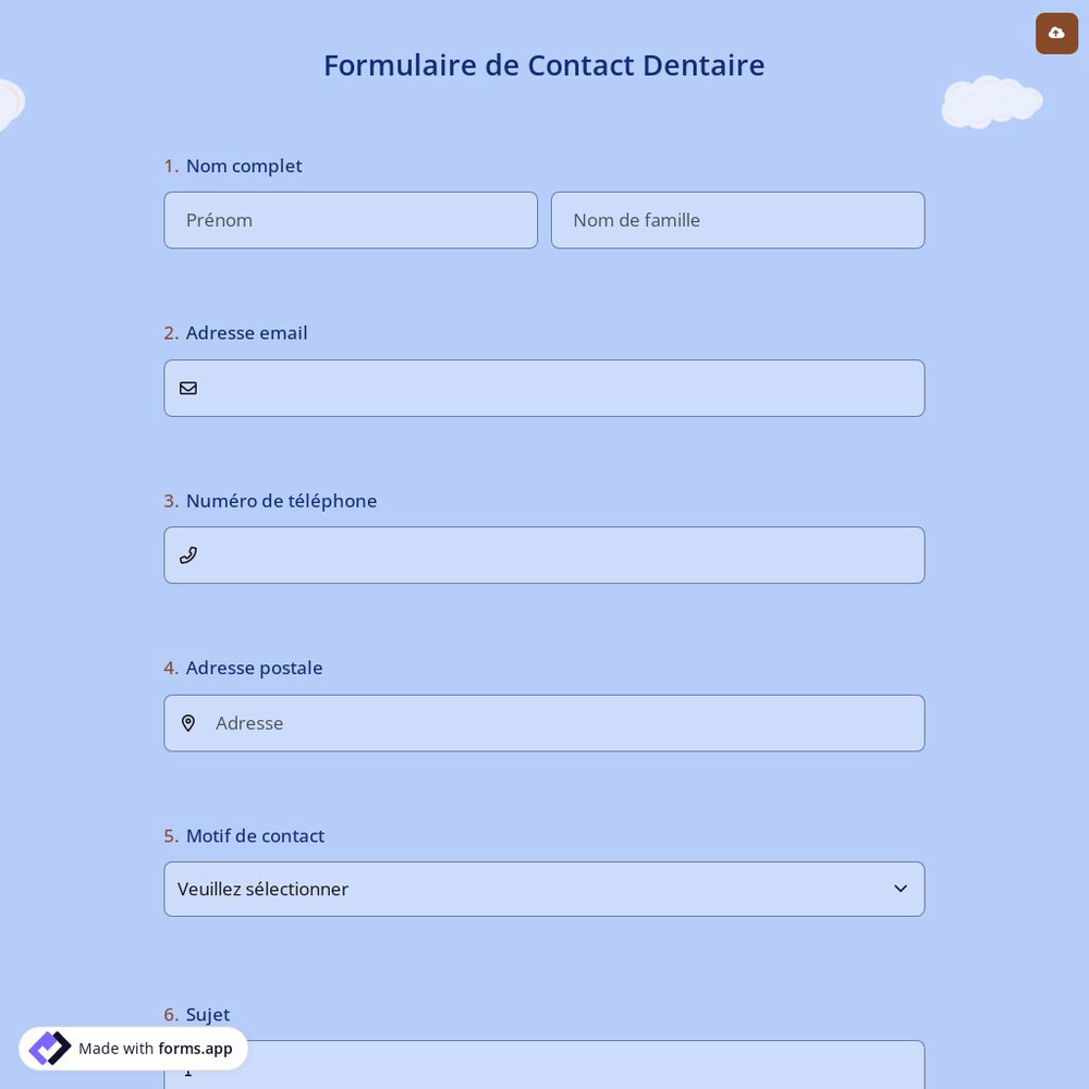 Formulaire de Contact Dentaire