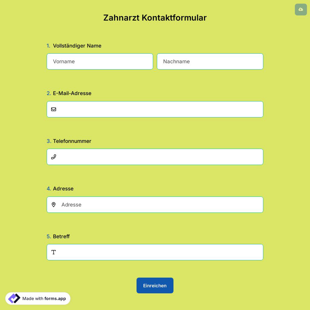 Zahnarzt Kontaktformular