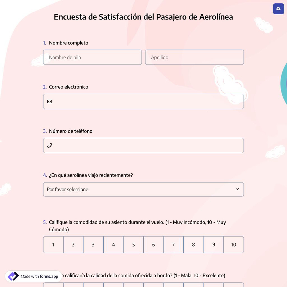 Encuesta de Satisfacción del Pasajero de Aerolínea