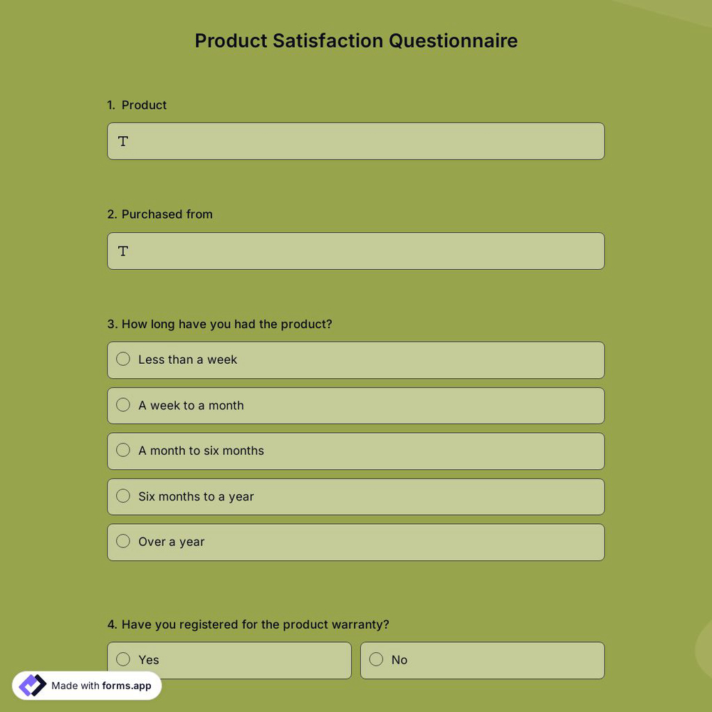 Product Satisfaction Questionnaire 