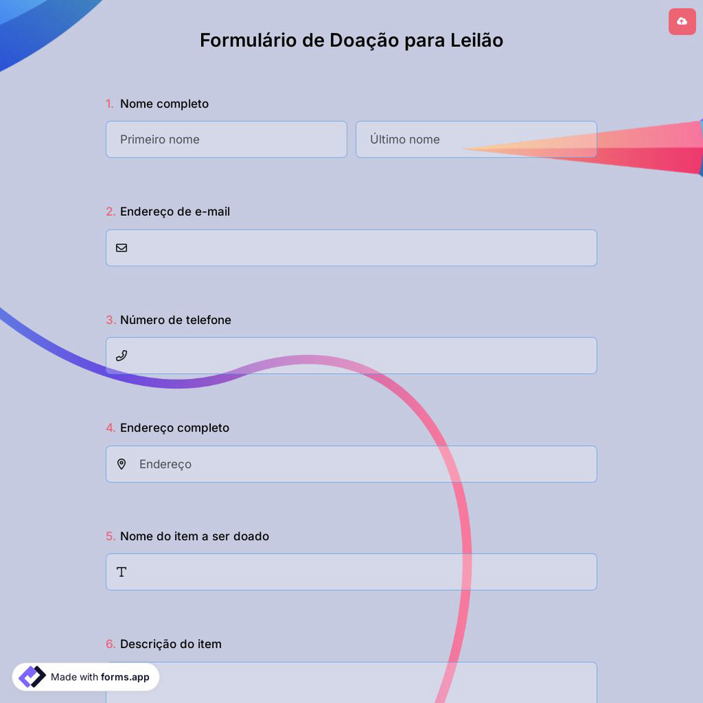 Formulário de Doação para Leilão