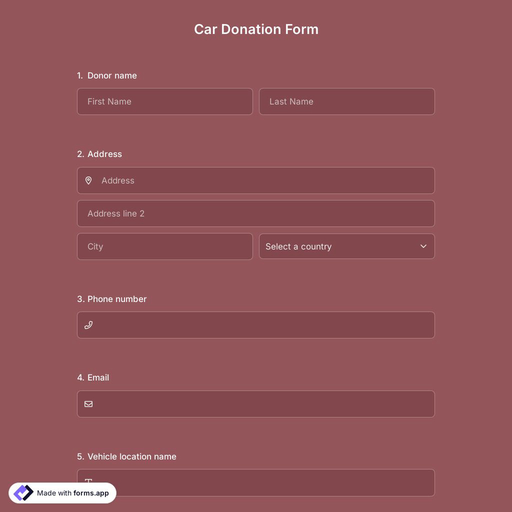 Car Donation Form