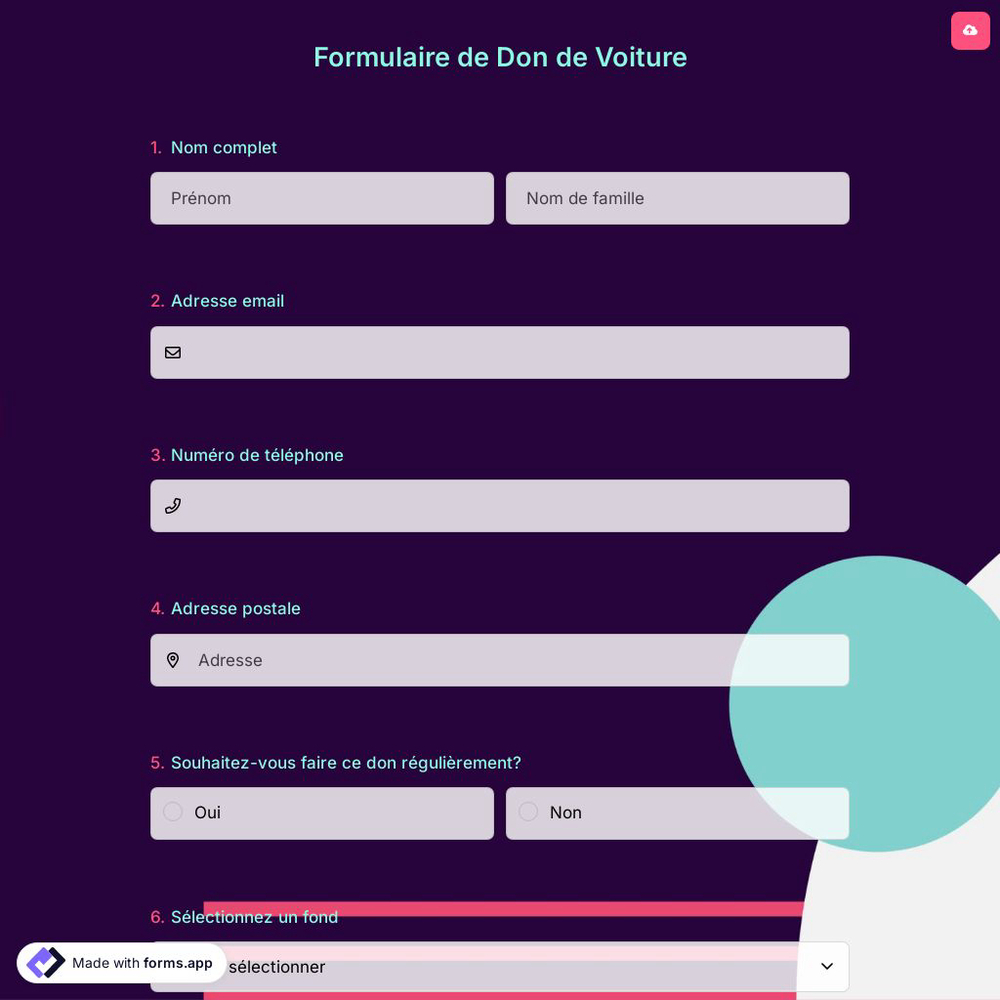 Formulaire de Don de Voiture
