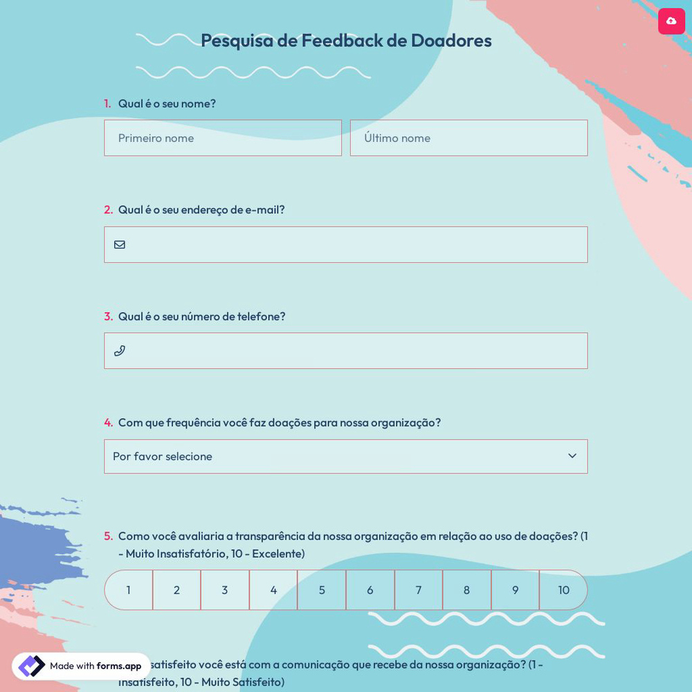 Pesquisa de Feedback de Doadores