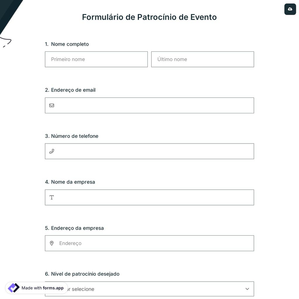 Formulário de Patrocínio de Evento