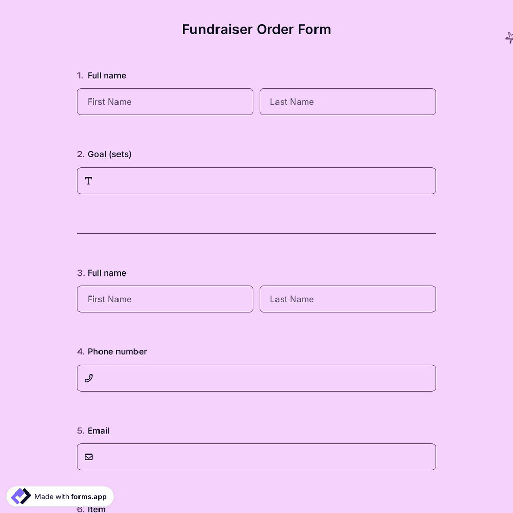 Fundraiser Order Form 