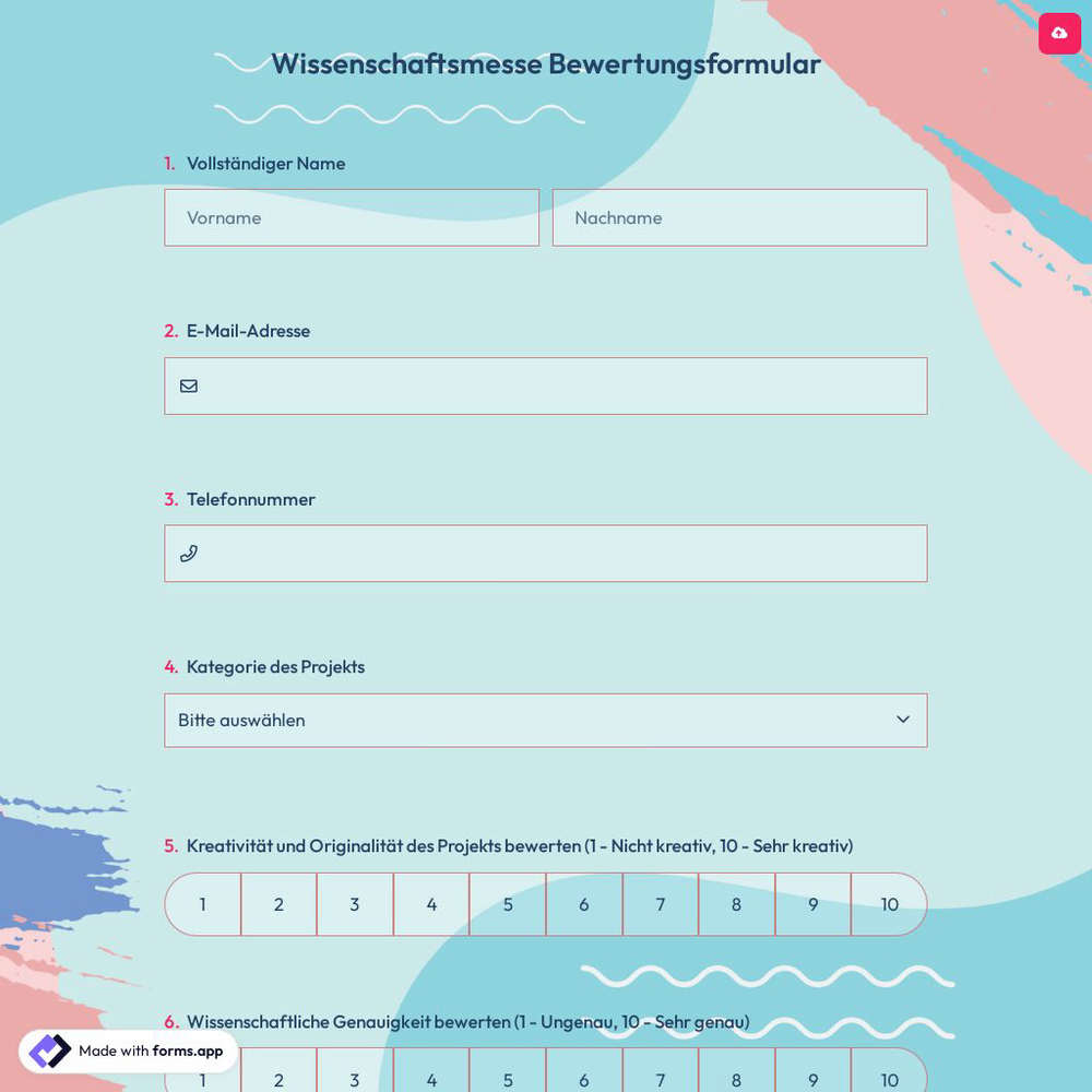 Wissenschaftsmesse Bewertungsformular
