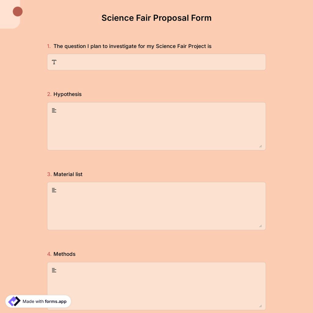 Science Fair Proposal Form