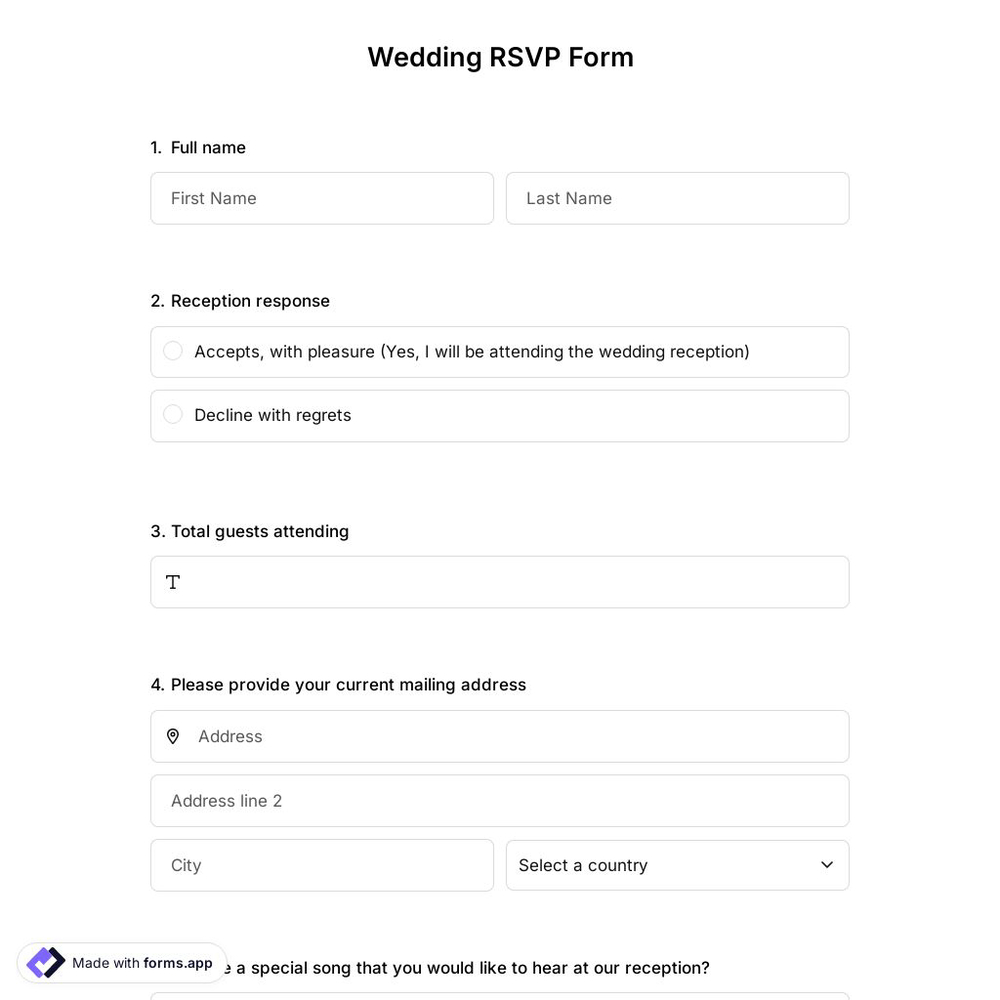 Wedding RSVP Form