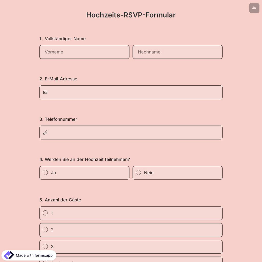 Hochzeits-RSVP-Formular