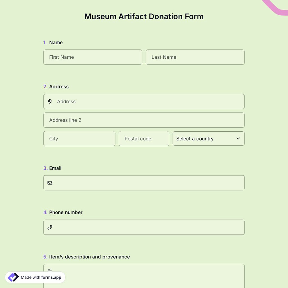 Museum Artifact Donation Form