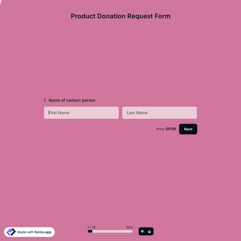 Product Donation Request Form