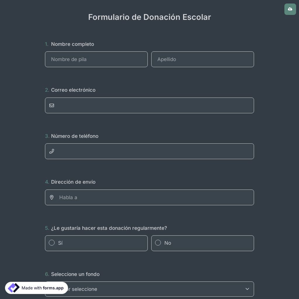 Formulario de Donación Escolar