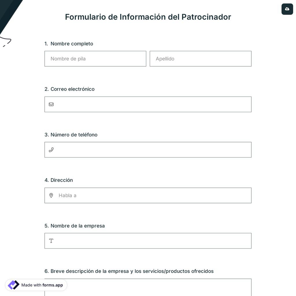 Formulario de Información del Patrocinador