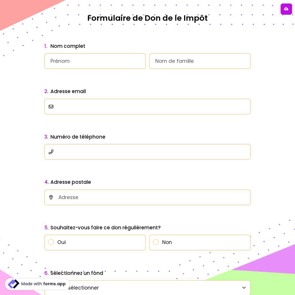 Formulaire de Don de le Impôt