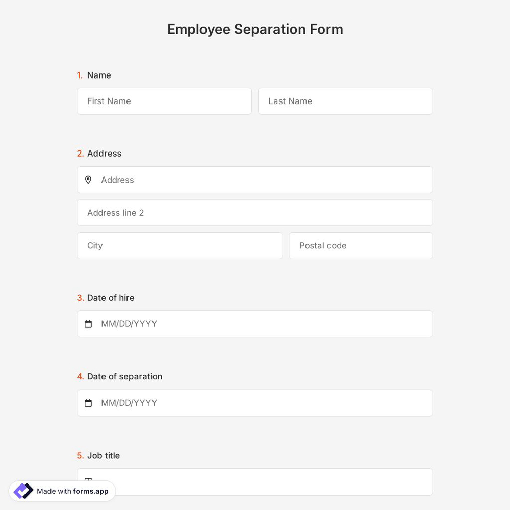 Employee Separation Form 