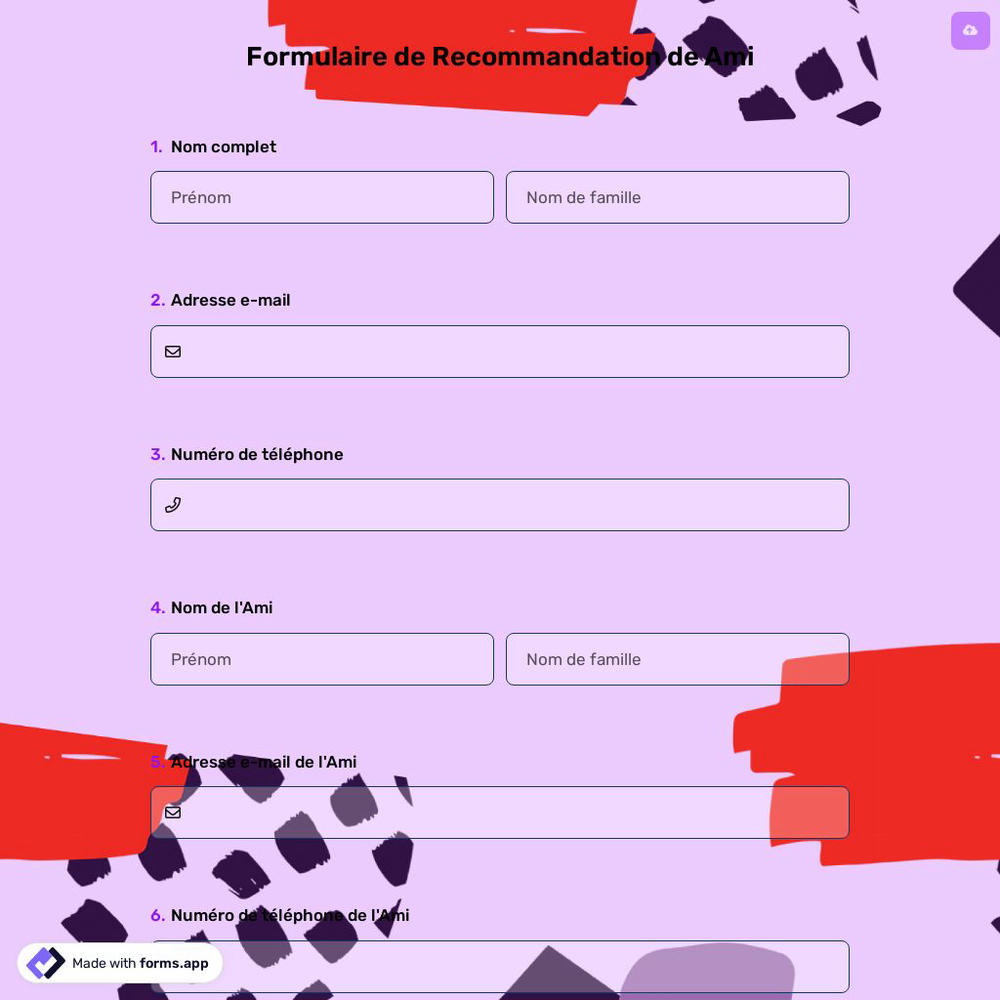 Formulaire de Recommandation de Ami