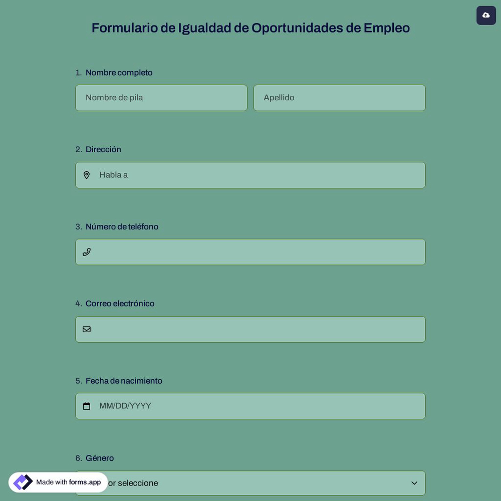 Formulario de Igualdad de Oportunidades de Empleo
