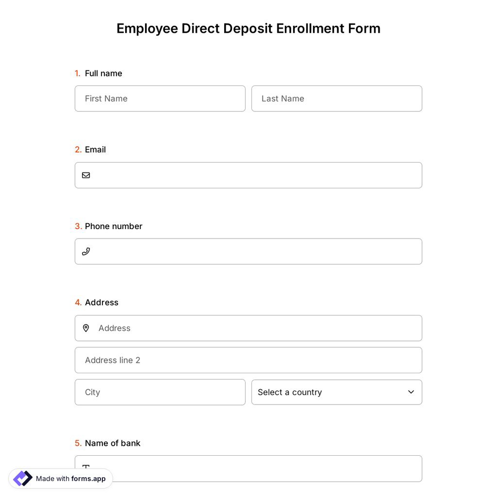 Employee Direct Deposit Enrollment Form