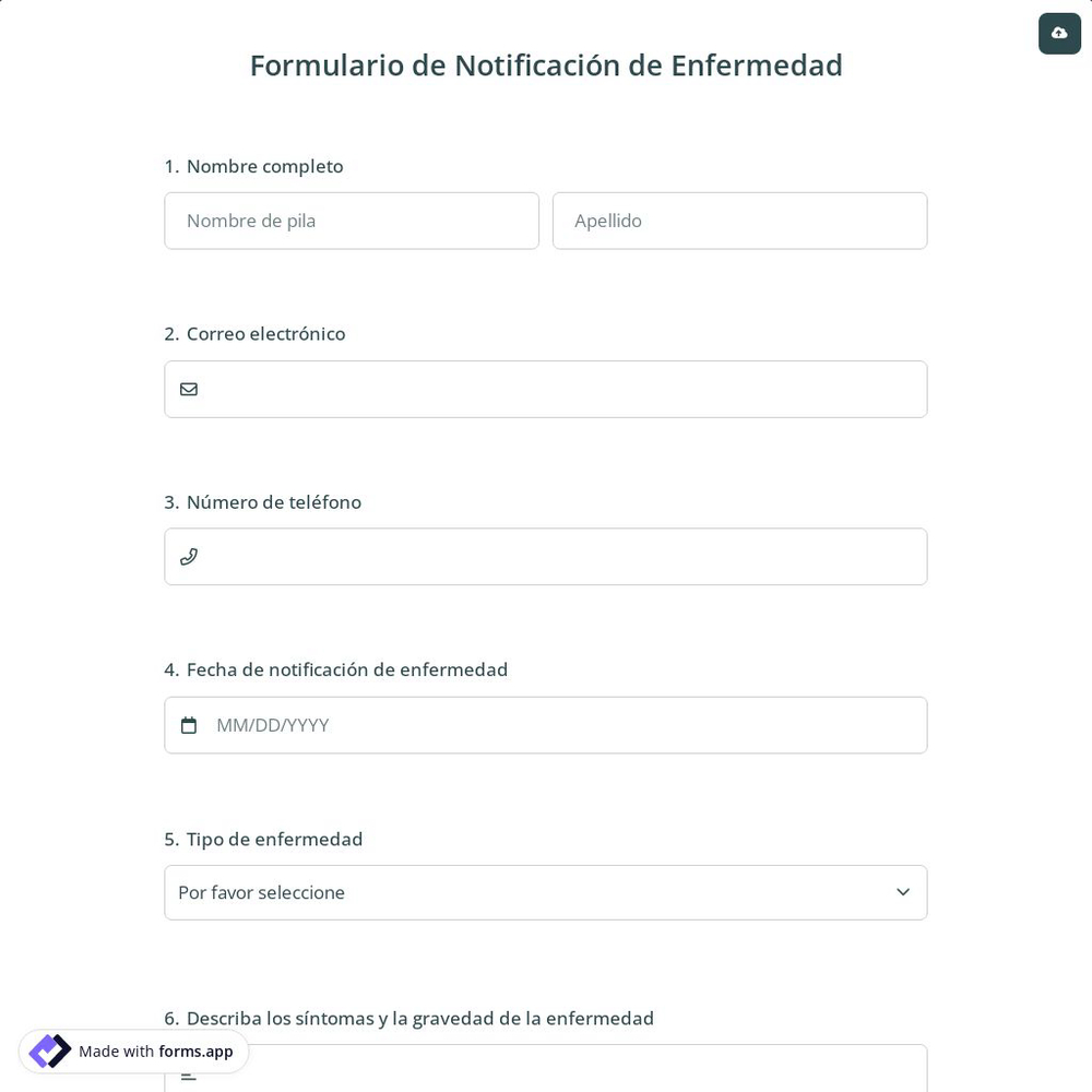 Formulario de Notificación de Enfermedad