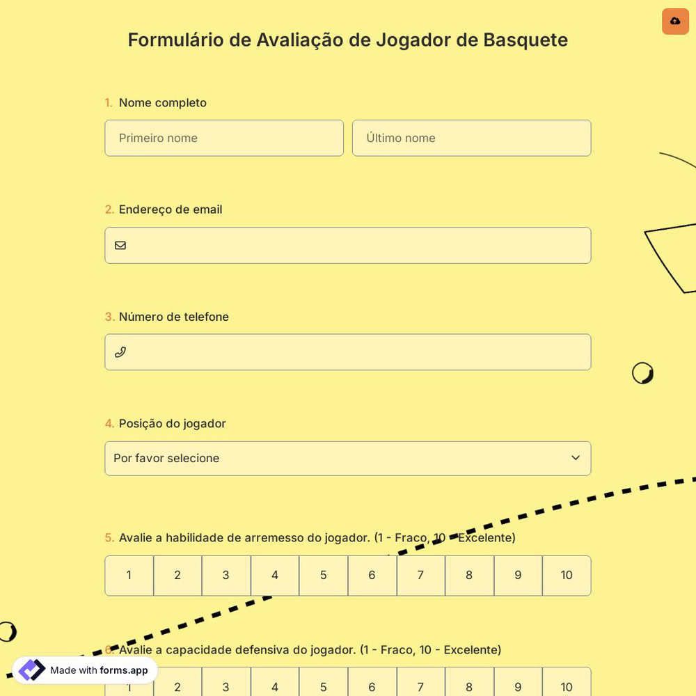 Formulário de Avaliação de Jogador de Basquete