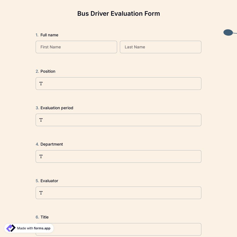 Bus Driver Evaluation Form