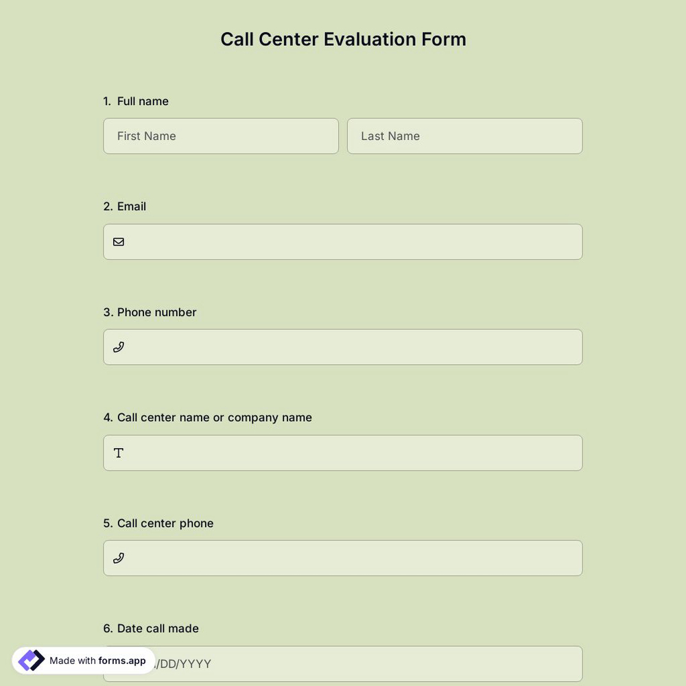 Call Center Evaluation Form