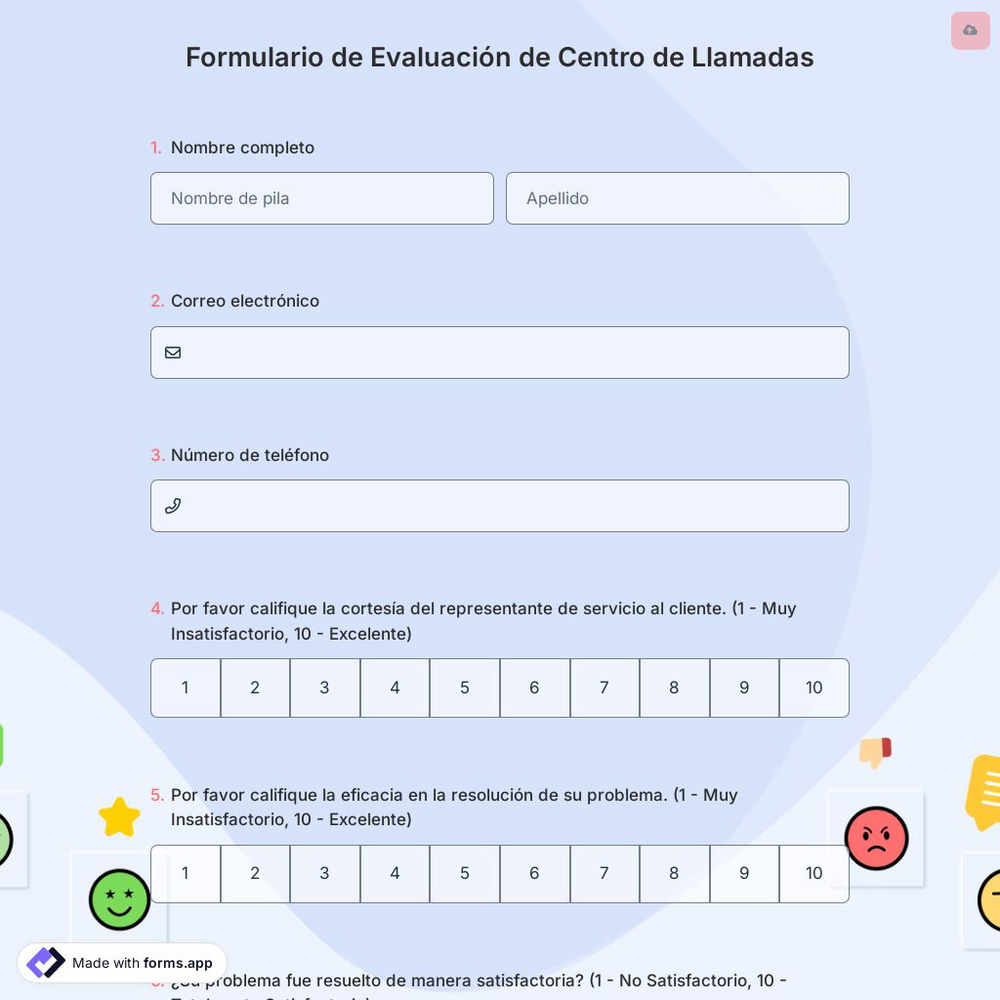 Formulario de Evaluación de Centro de Llamadas