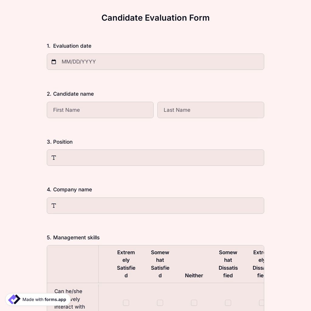 Candidate Evaluation Form 