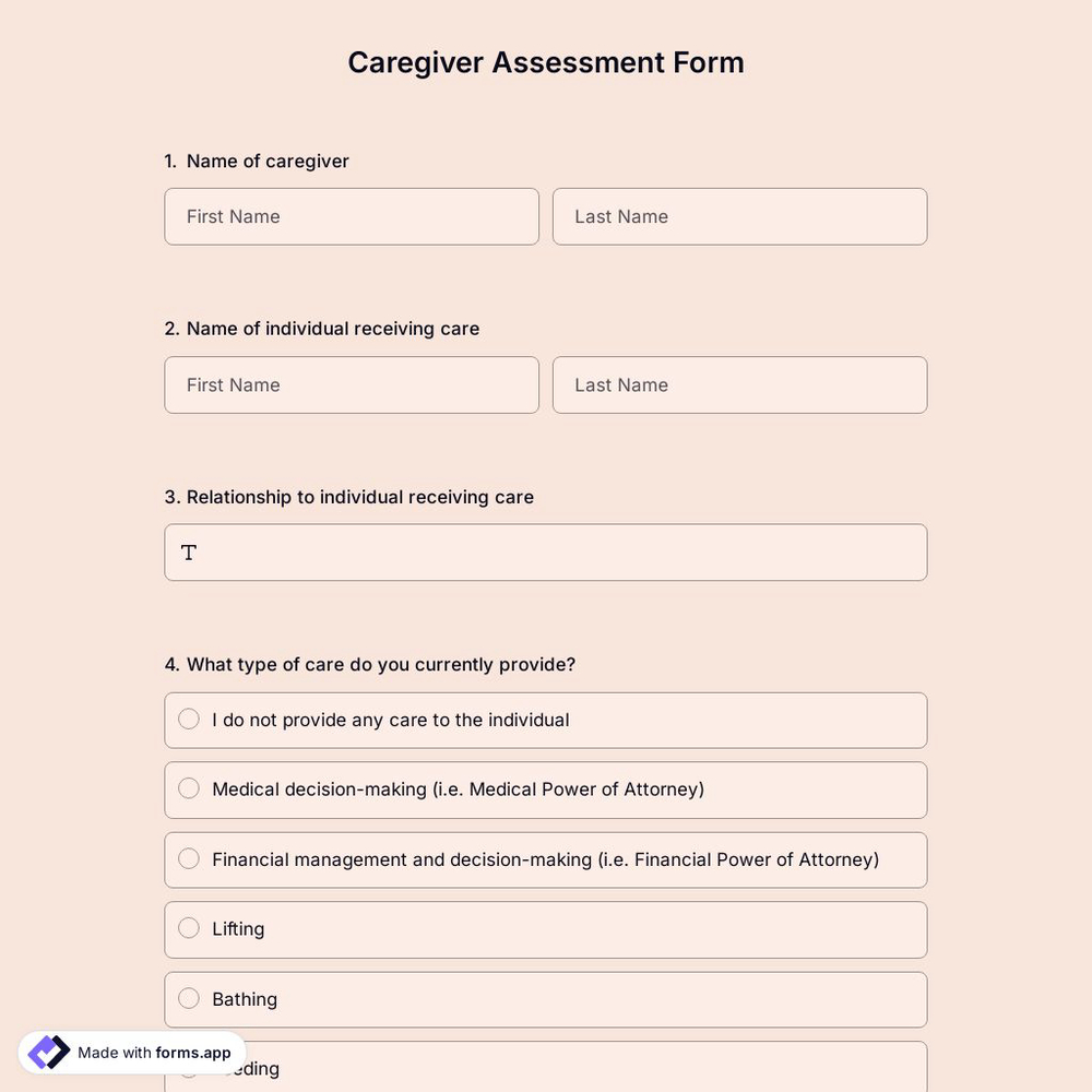 Caregiver Assessment Form 