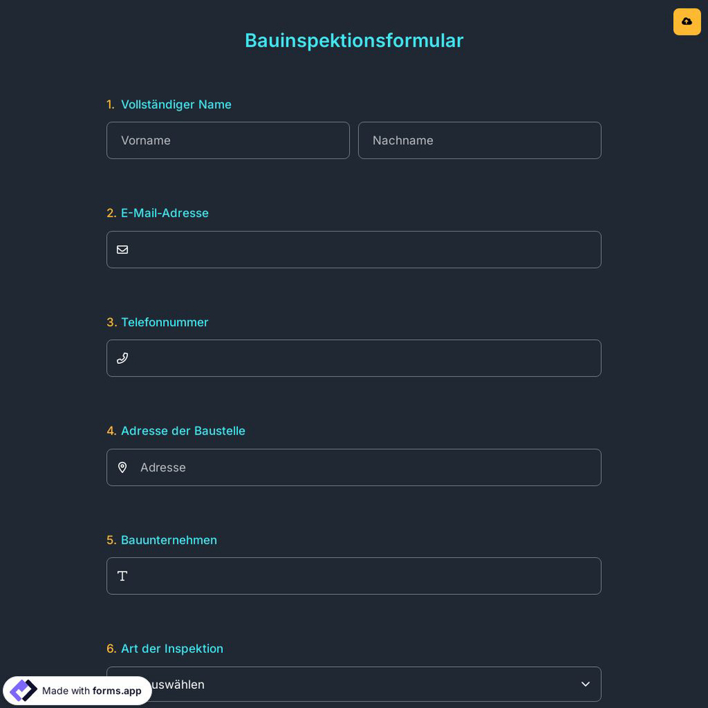 Bauinspektionsformular
