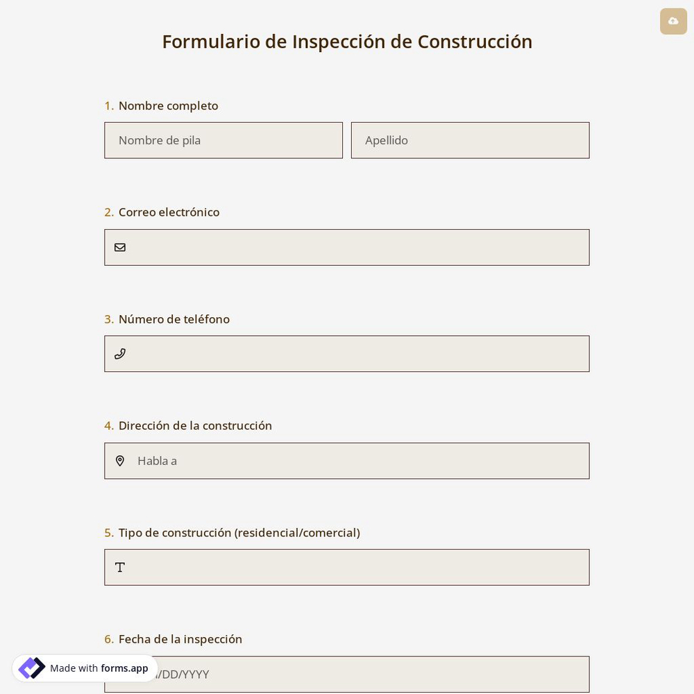 Formulario de Inspección de Construcción