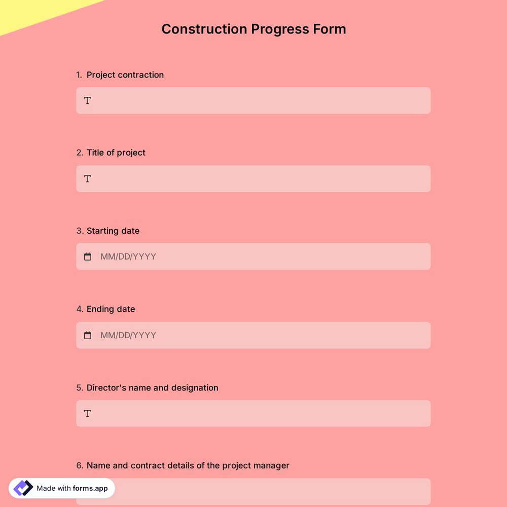 Construction Progress Form