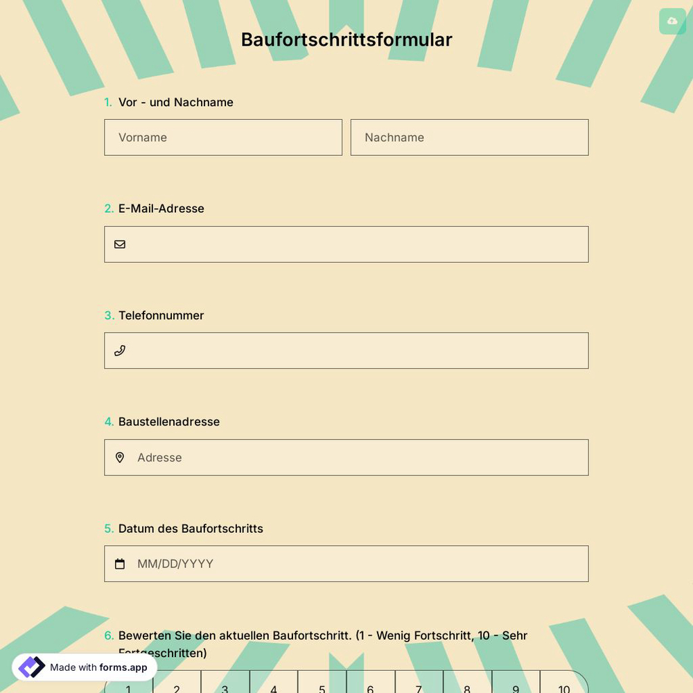 Baufortschrittsformular