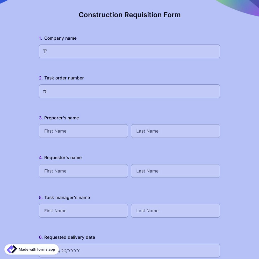 Construction Requisition Form