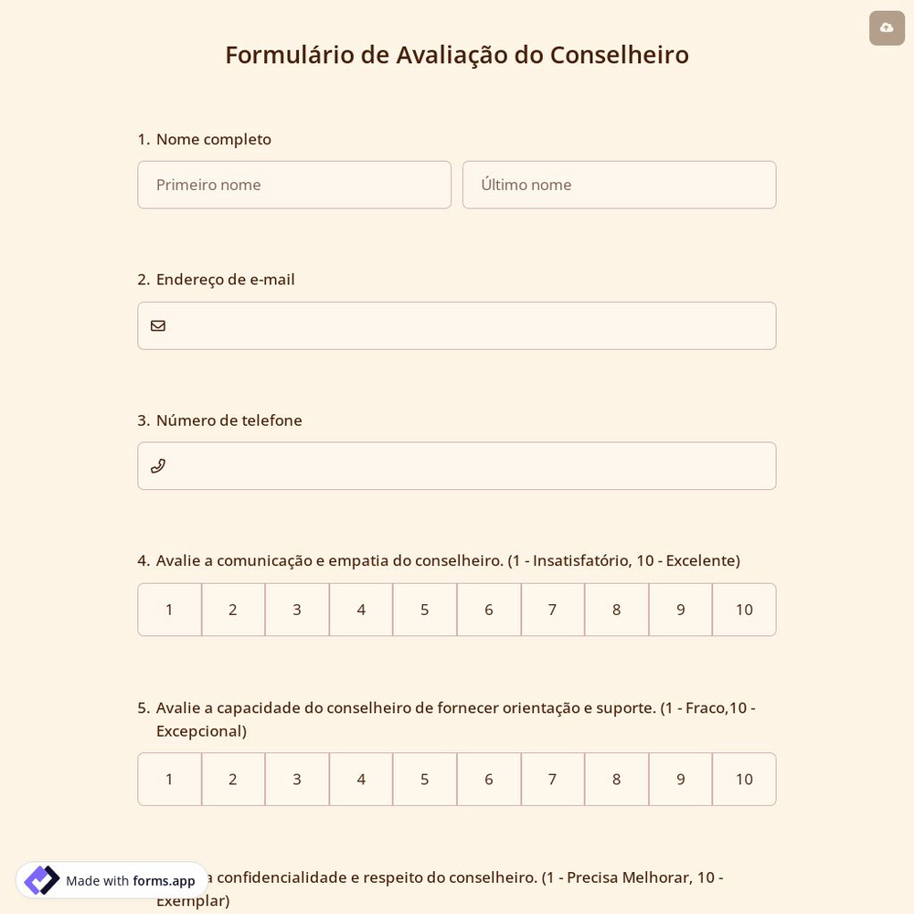 Formulário de Avaliação do Conselheiro