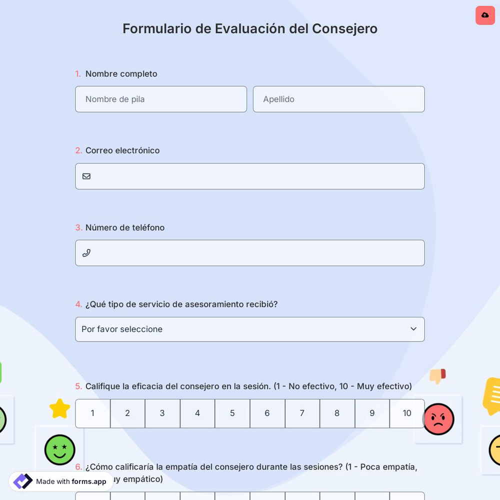 Formulario de Evaluación del Consejero
