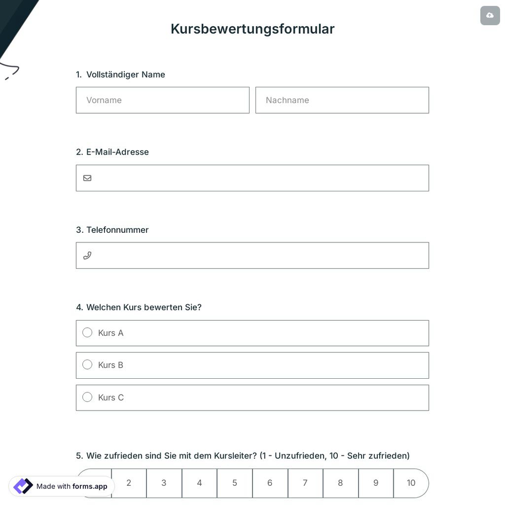 Kursbewertungsformular