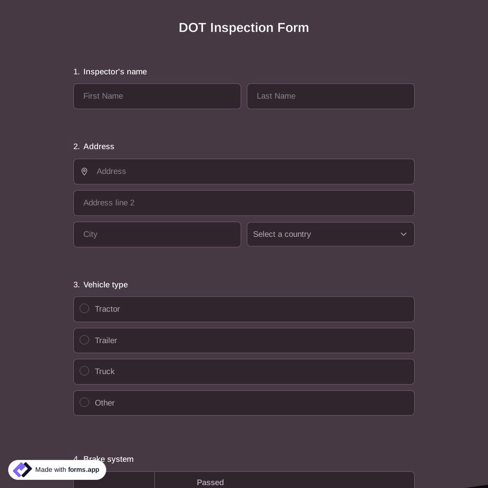 DOT Inspection Form 