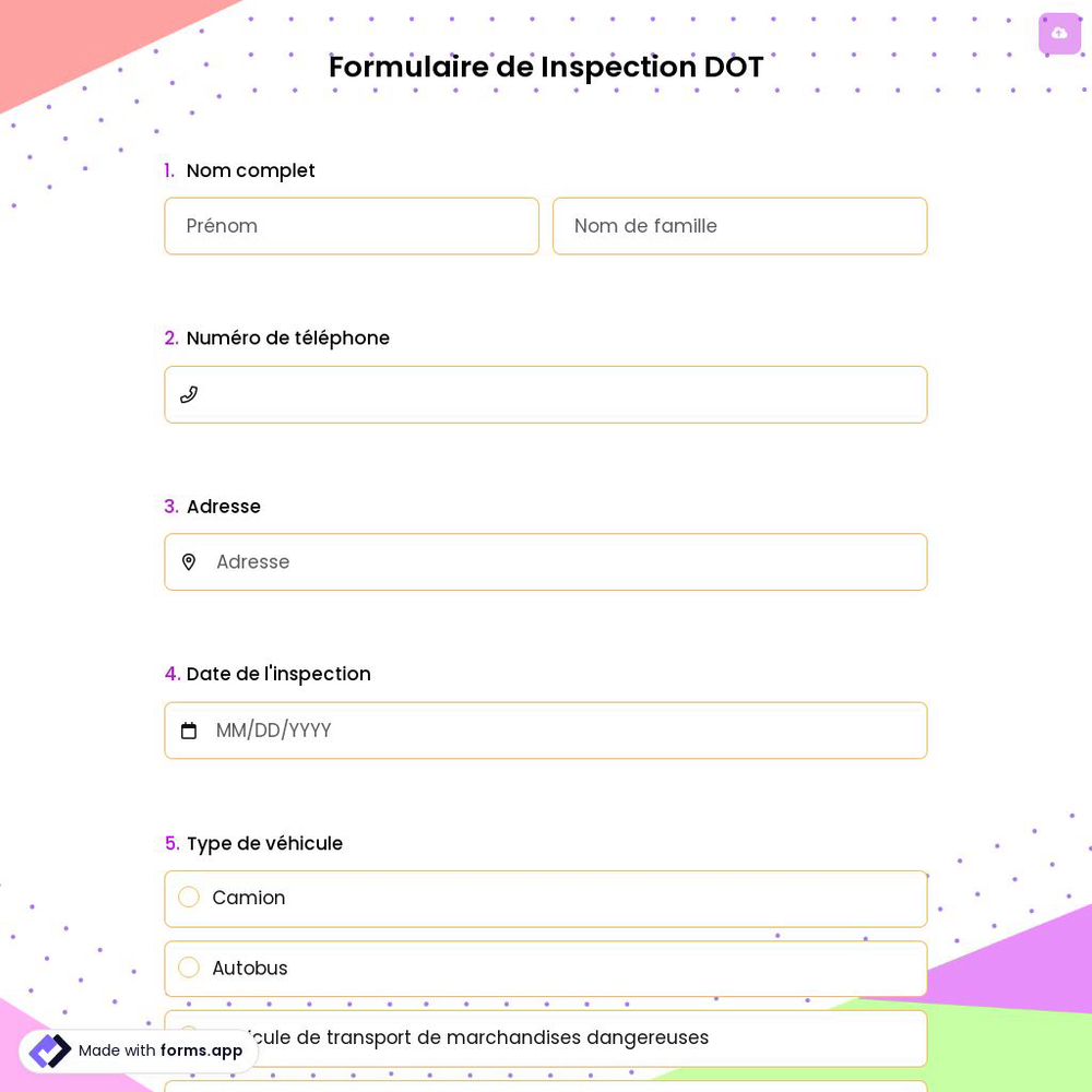 Formulaire de Inspection DOT