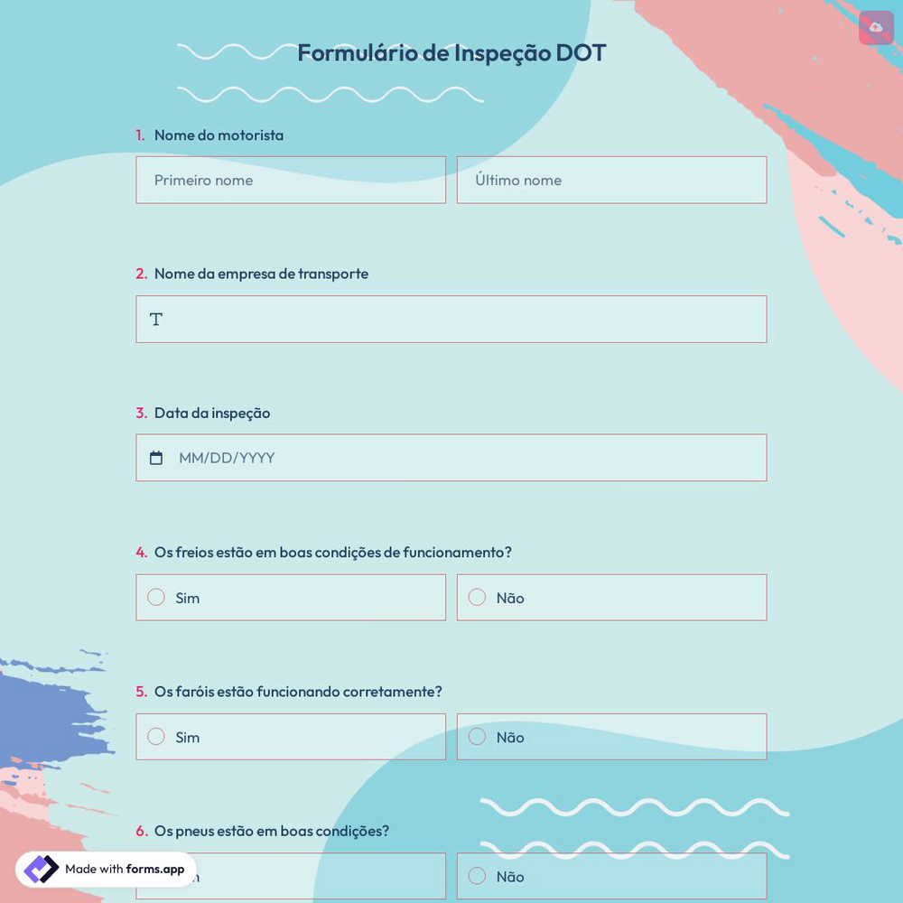 Formulário de Inspeção DOT