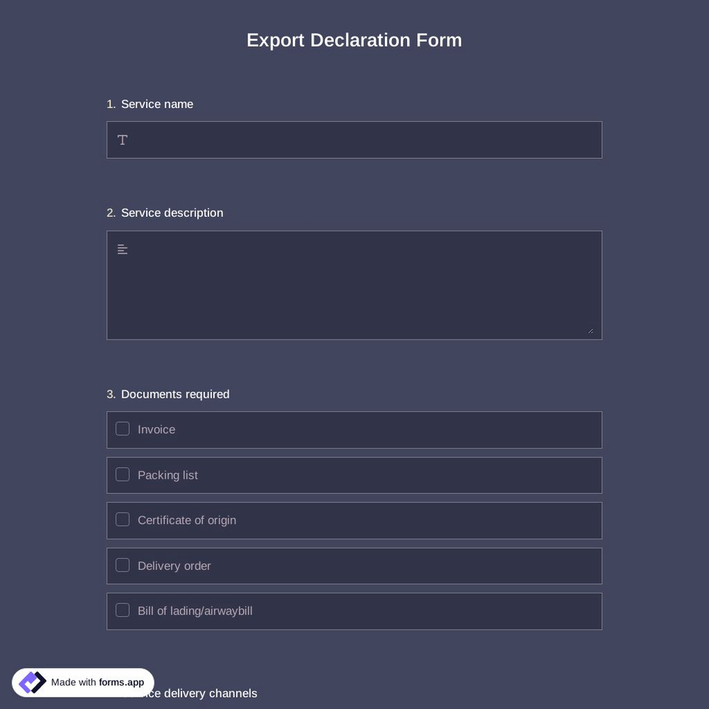 Export Declaration Form
