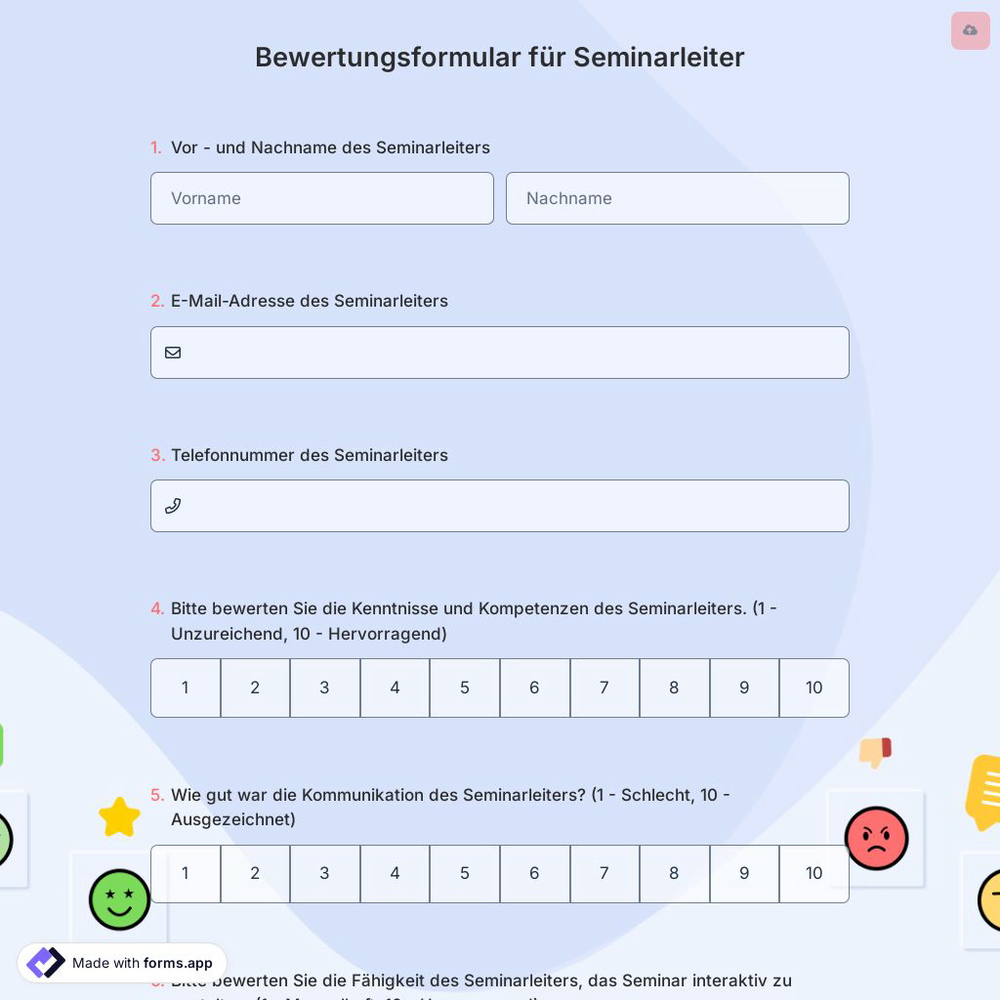 Bewertungsformular für Seminarleiter