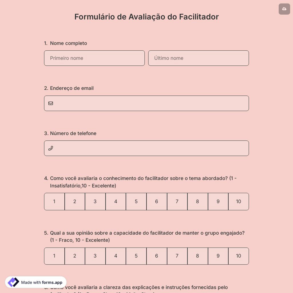 Formulário de Avaliação do Facilitador