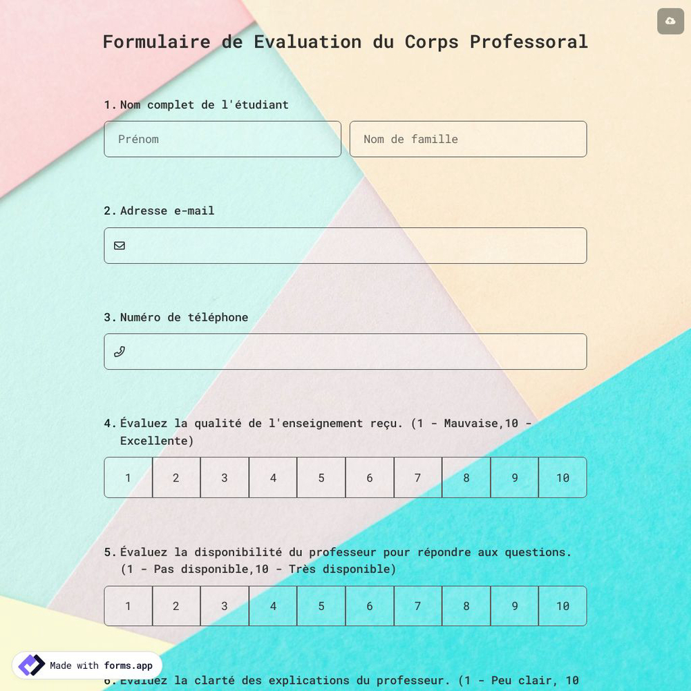 Formulaire de Evaluation du Corps Professoral