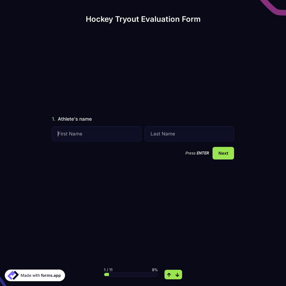 Hockey Tryout Evaluation Form